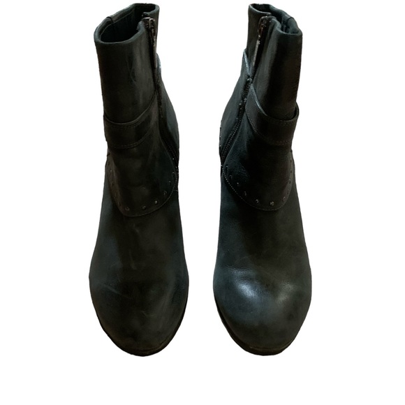 Blondo Women’s Leather Ankle Boots Size 8 Dark Grey Block Heel Almond Toe - Picture 4 of 14